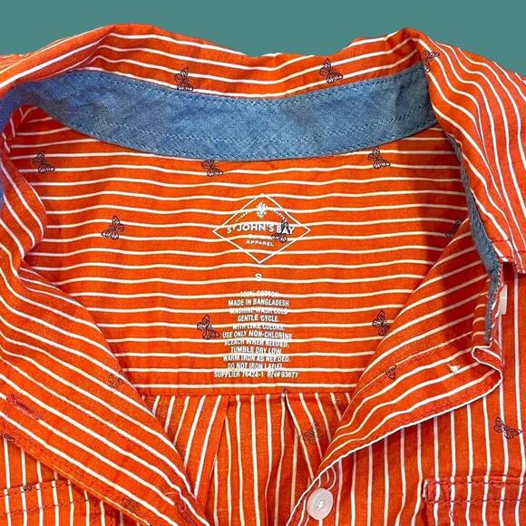 Y2K orange button up butterfly blouse size small - Picture 4 of 8